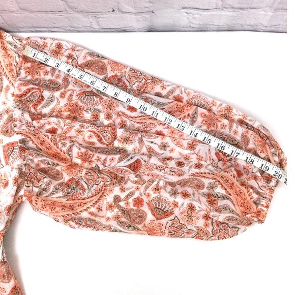 Sam and Jess Paisley Cottagecore Smocked Peplum V-neck Balloon Sleeve Blouse M - Picture 10 of 10